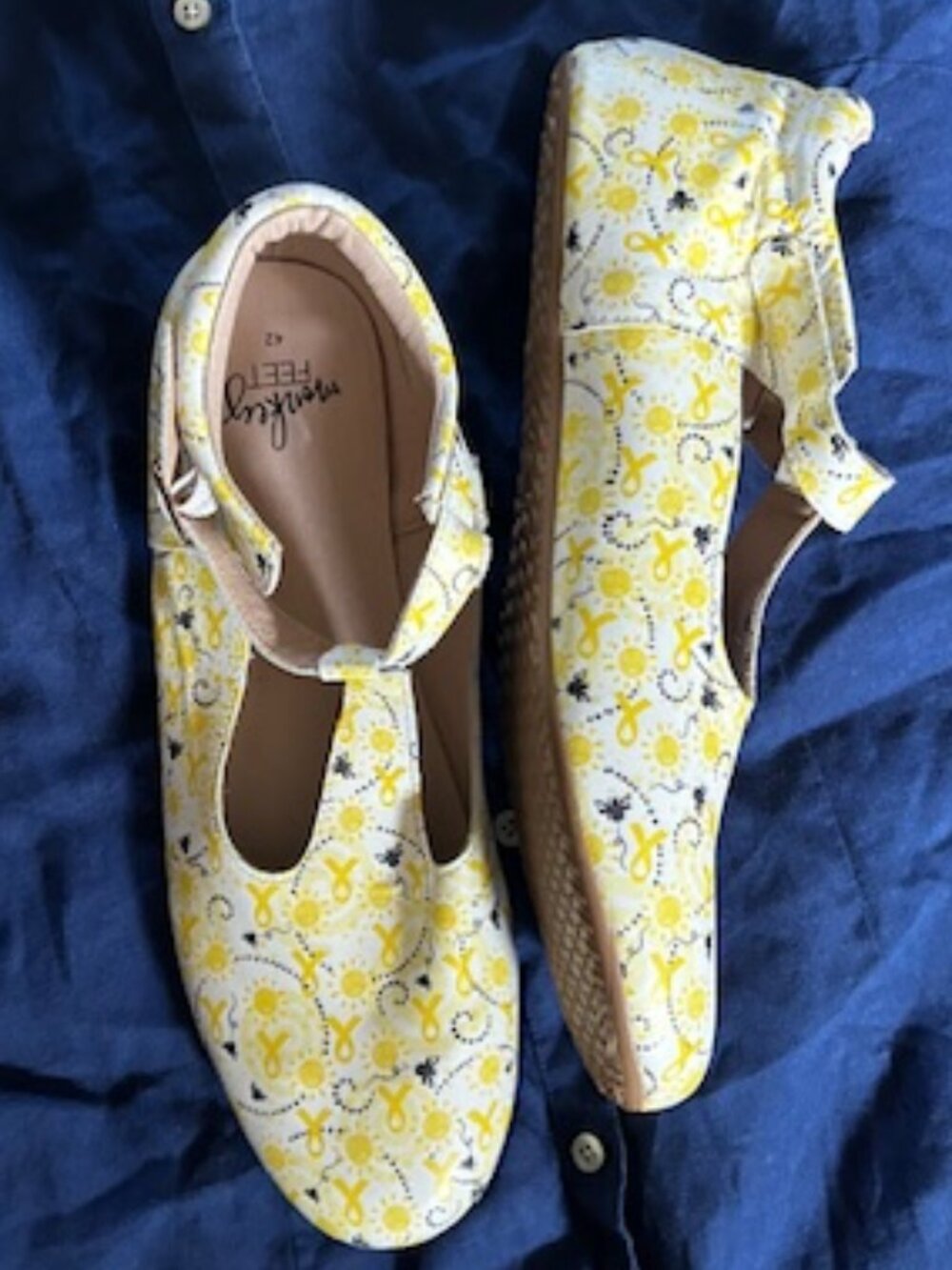 leather monkey feet  size 42  flats  shoes womens yellow white casual dress 10